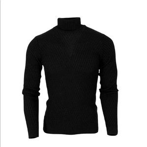 Men's Knitted Turtleneck Sweaters Slim Fit Black